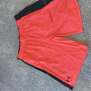 Red and black Under Armour shorts